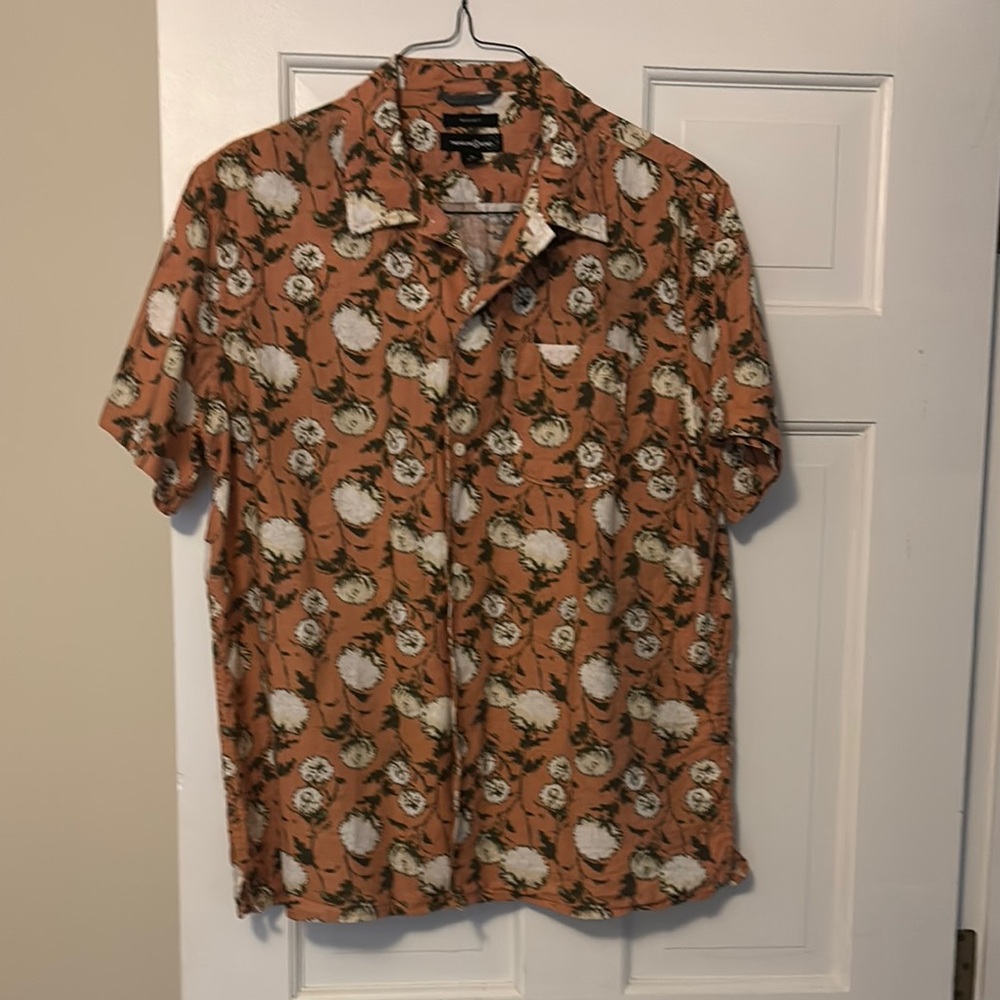 Treasure & Bond Casual Floral Print Button Down Linen-blend Shirt